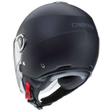 Schwarze Caberg Riviera V4 X Jethelm mit mattem Finish, Sichtfenster und komfortabler Passform, für sicheren Fahrspaß.