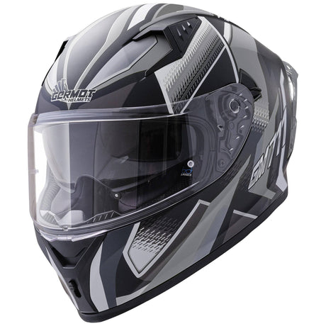 Matte schwarze und graue Germot Integralhelm GM 711 mit belüfteten Luftöffnungen und komfortablem Innenfutter.