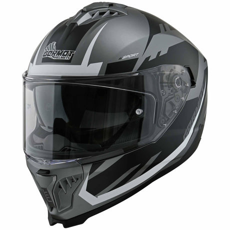 Germot Integralhelm GM 811 in mattschwarz mit Silber-Weiße Akzenten, sicherer Schutz und komfortabler Sitz