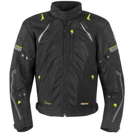 Schwarze und gelbe Germot Mesh Jacke X-Air Evo Pro Herren, touring Jacken, leicht belüftet für Motorradfahrer, sichtbare Mesh-Struktur
