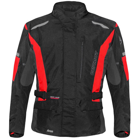Schwarze und rote Germot Textiljacke Aron Herren, Touring-Jacke mit robustem Material und komfortalem Schnitt, frontal sichtbar