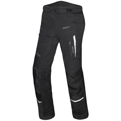 Schwarze Germot Damen Textilhose Allround lang, ideal für Touren, zeigt die strapazierfähige, bequeme Hosenpassform.