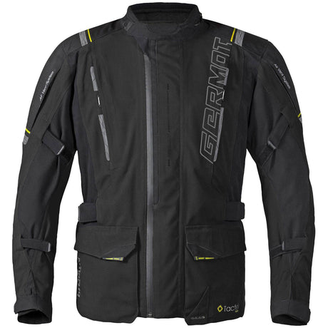 Schwarze und gelbe Germot Textiljacke Amaruq Herren, Tourenjacke, mit reflektierenden Elementen und robustem Material.