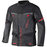 Herren-Germot Textiljacke Argos, Touren-Jacke in Anthrazit, Schwarz-Rot mit Reißverschluss und reflektierenden Details