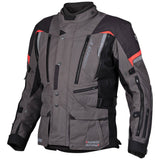 Germot InsideOut Textiljacke für Herren in Anthrazit und Rot, touring Jacke mit Reißverschluss und Stehkragen