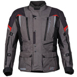 Herren Textiljacke InsideOut von Germot, touring Jacke in anthrazit und rot, sichtbar mit Reißverschlüssen und wetterfester Oberfläche