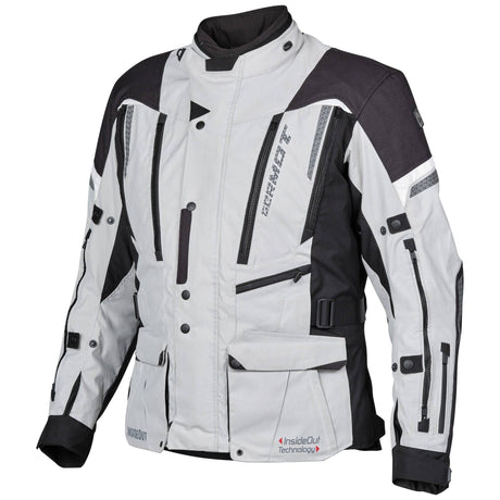 Herren Textiljacke InsideOut von Germot in Hellgrau und Schwarz, touring Jacke mit robustem Stoff und wetterfester Oberfläche.