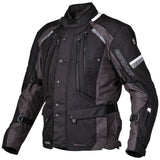 Schwarze und anthrazitfarbene Germot Textiljacke Sydney für Herren, Touring-Jacke mit wetterfestem Material und verstellbaren Elementen