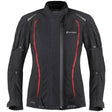 Schwarze und rote Germot Textiljacke MotoQueen Damen, Touring-Jacke mit reflektierenden Elementen und Schutzpolstern, frontal sichtbar