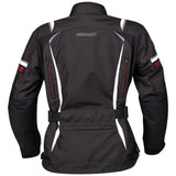 Schwarze und weiße rote Germot Textiljacke Aria Damen, Touring-Jacke mit Reißverschluss und Komfortdetails.