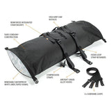 Limefarbener Kriega Rollpack-20 mit verstellbaren Gurten und robustem Material, ideal für Fahrrad- oder Motorradtaschen.