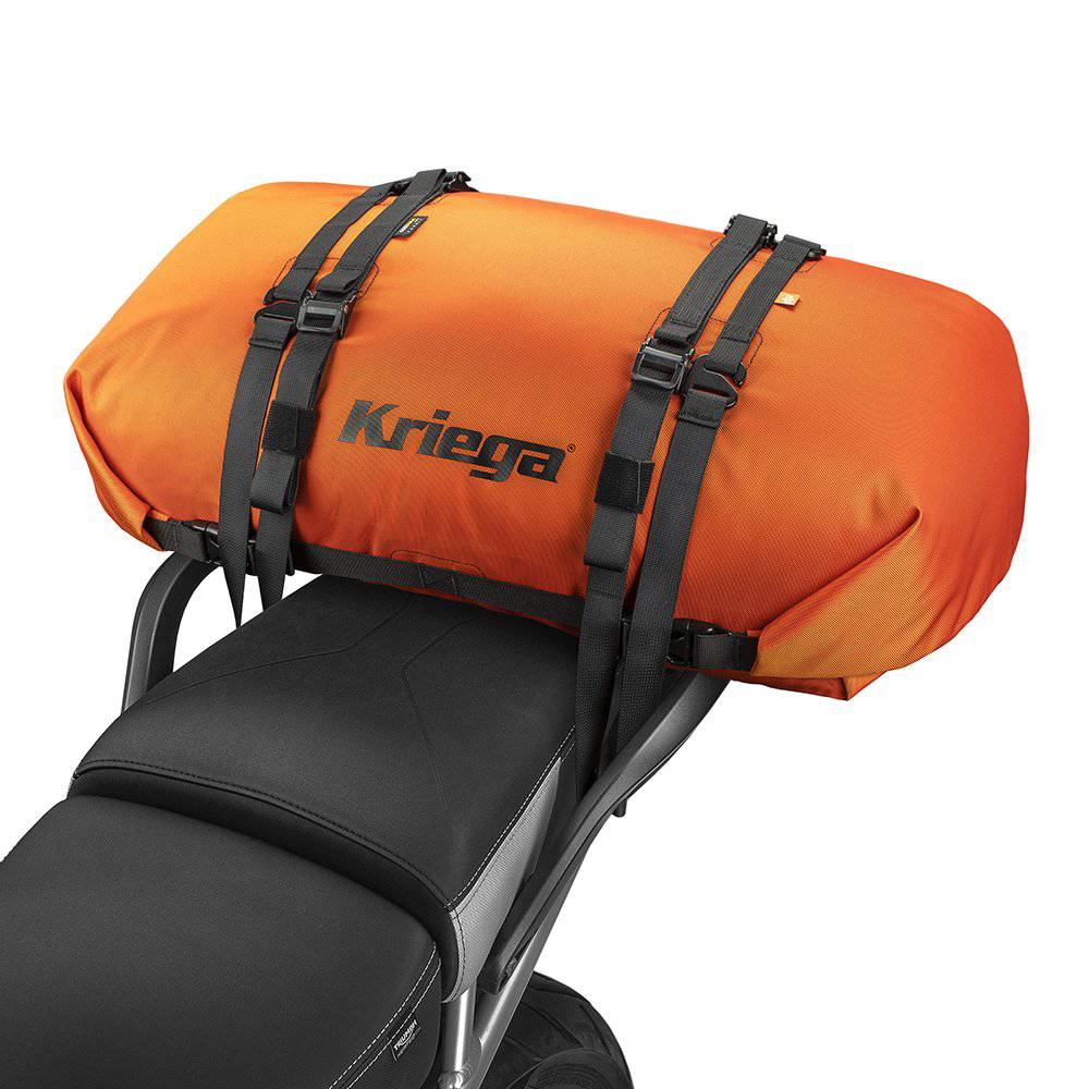 Oranger Kriega Rollpack-40, wasserdichter Rucksack mit Rollverschluss und Tragegriffen, ideal für Outdoor- und Motorradfahrten.
