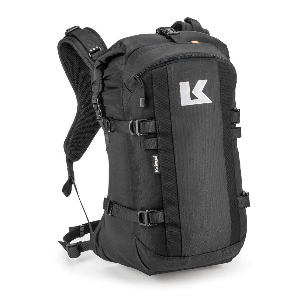 Kriega Rucksack R22 in Schwarz mit gepolsterten Schultergurten und praktischem Stauraum, ideal für unterwegs.