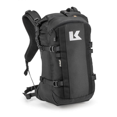 Kriega Rucksack R22 in Schwarz mit gepolsterten Schultergurten und praktischem Stauraum, ideal für unterwegs.