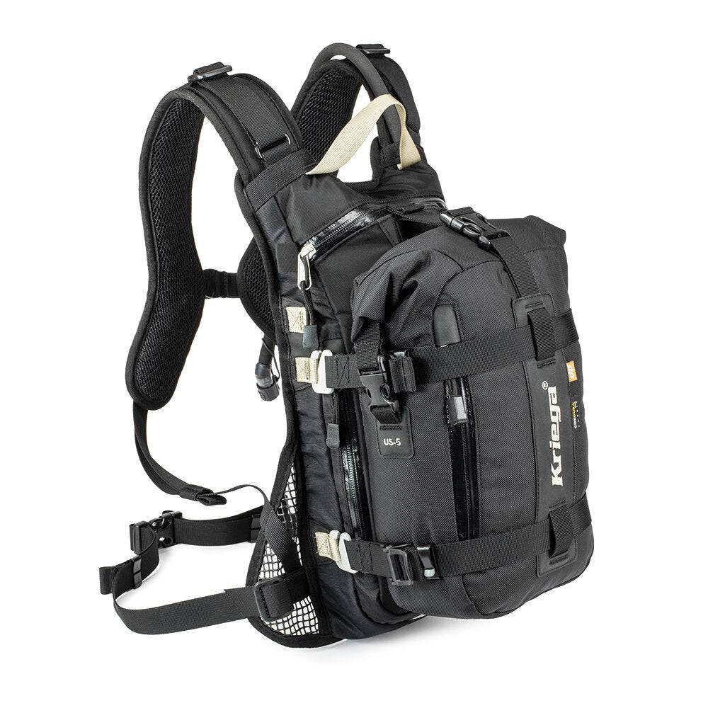 Schwarzer Kriega Hydro-3 Rucksack, wasserdicht, mit verstellbaren Schultergurten und mehreren Fächern, für Outdoor und Reisen