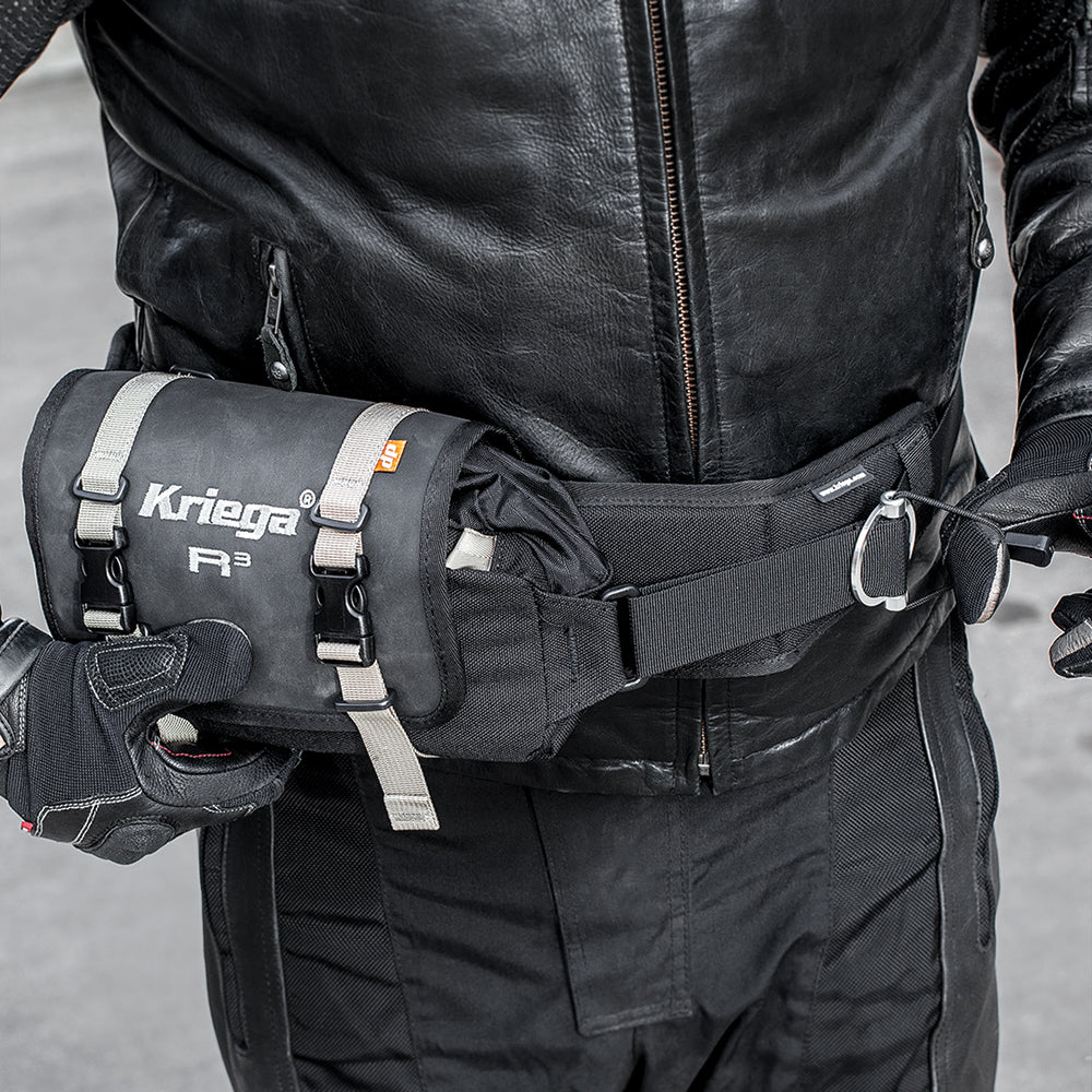 Kriega Hüfttasche R3, schwarze Taschen mit verstellbarem Gurt und mehreren Fächern, für Outdoor- und Fahrradaktivitäten