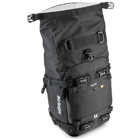 Robuste schwarze Kriega US-20 Drypack Tasche mit verstellbarem Schultergurt und wasserfestem Material.