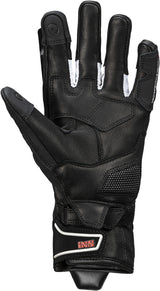 Schwarze, weiße und rote iXS Rapid-STX 1.0 Handschuhe aus robustem Material, für Schutz beim Radfahren.