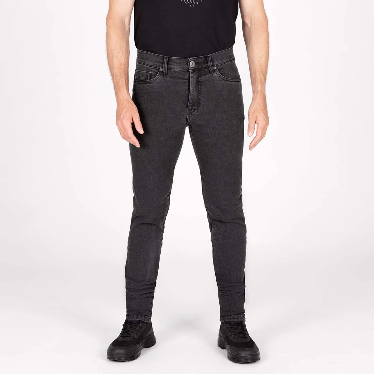 KNOX Colton Schmal Kurz Superweich Herren Motorradjeans Anthrazit