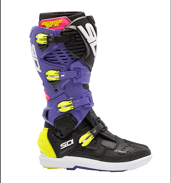 Sidi CROSSFIRE 3 SRS Motocross Stiefel Violett Schwarz Fluor Gelb