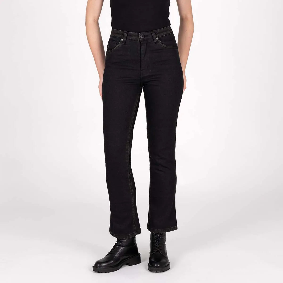 KNOX Cartmel Kick Flare Kurz Damen Motorradjeans Schwarz/Rust