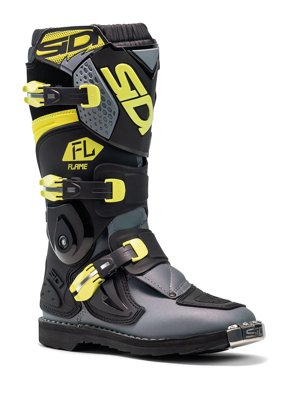 Sidi FLAME Motocross Stiefel Schwarz Limette Grau
