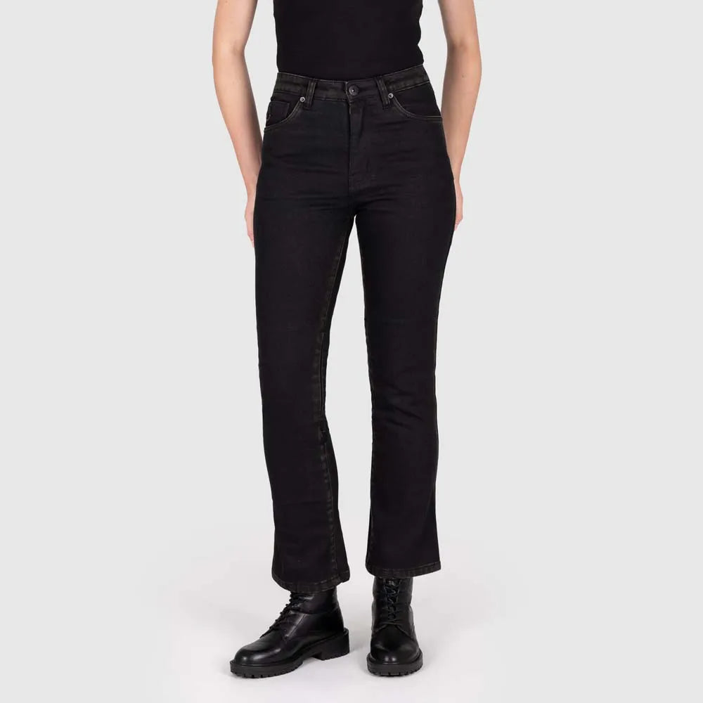 KNOX Cartmel Kick Flare Regular Damen Motorradjeans Schwarz/Rust