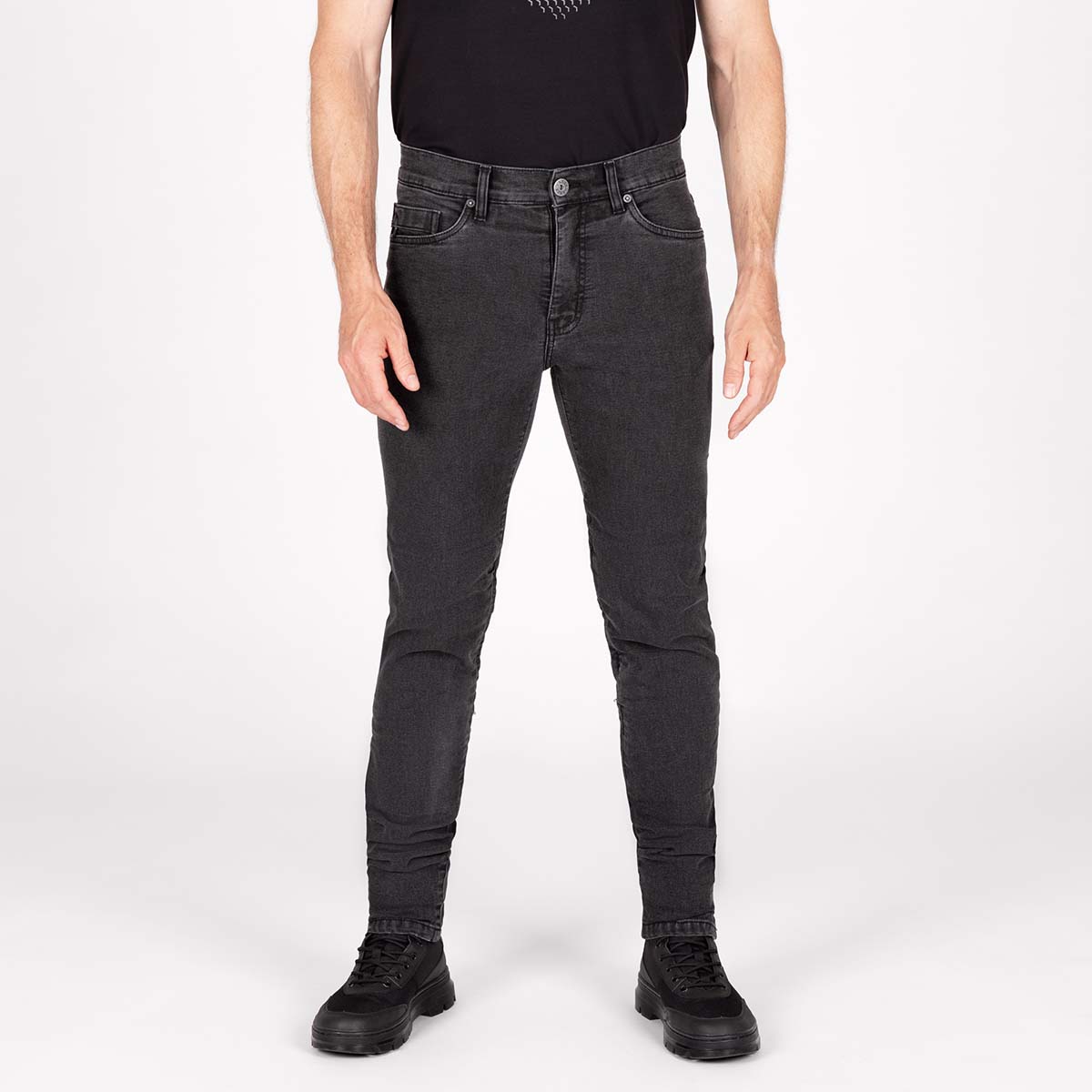 KNOX Colton Schmal Kurz Superweich Herren Motorradjeans Anthrazit