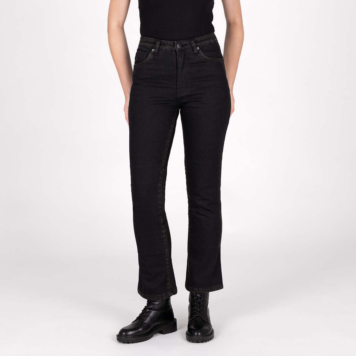 KNOX Cartmel Kick Flare Kurz Damen Motorradjeans Schwarz/Rust