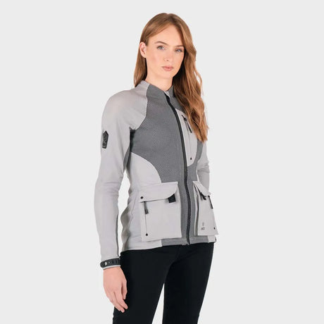 KNOX Armoured Tor Damen Motorrad-Protektorenjacke Hellgrau