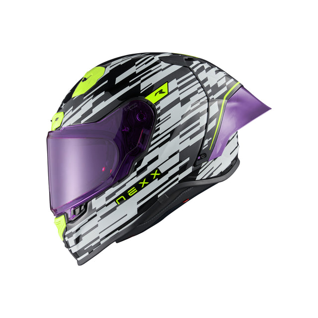NEXX Helm X.R3R GLITCH RACER CARBON Weiß NEON