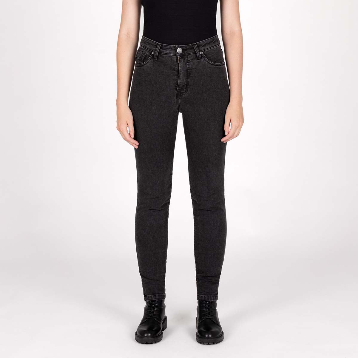 KNOX Colton Eng Kurz Damen Motorradjeans Schwarz