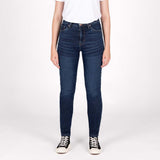 KNOX Colton Eng Kurz Damen Motorradjeans Stone Wash Indigo