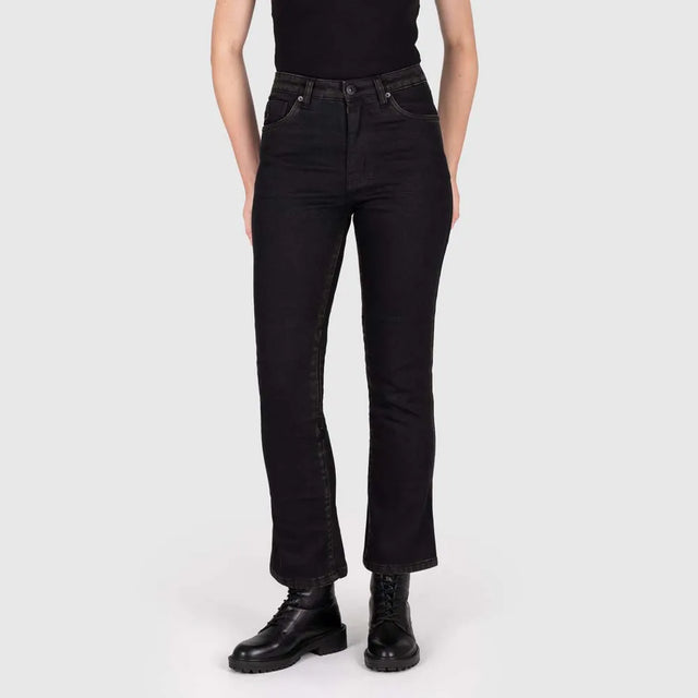 KNOX Cartmel Kick Flare Regular Damen Motorradjeans Schwarz/Rust