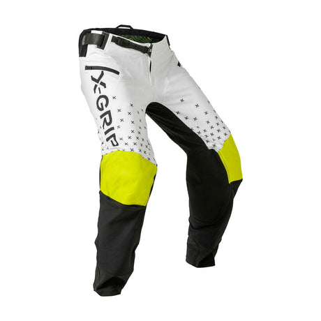 X-GRIP Motocross Hose Tungsten mit Taschen Weiß/Acid-Gelb