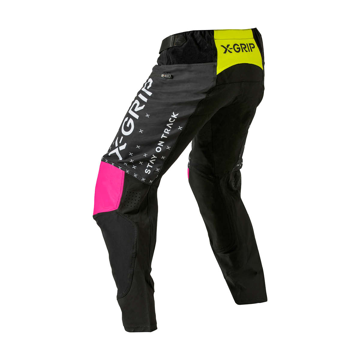X-GRIP Motocross Hose Tungsten mit Taschen Schwarz/Pink