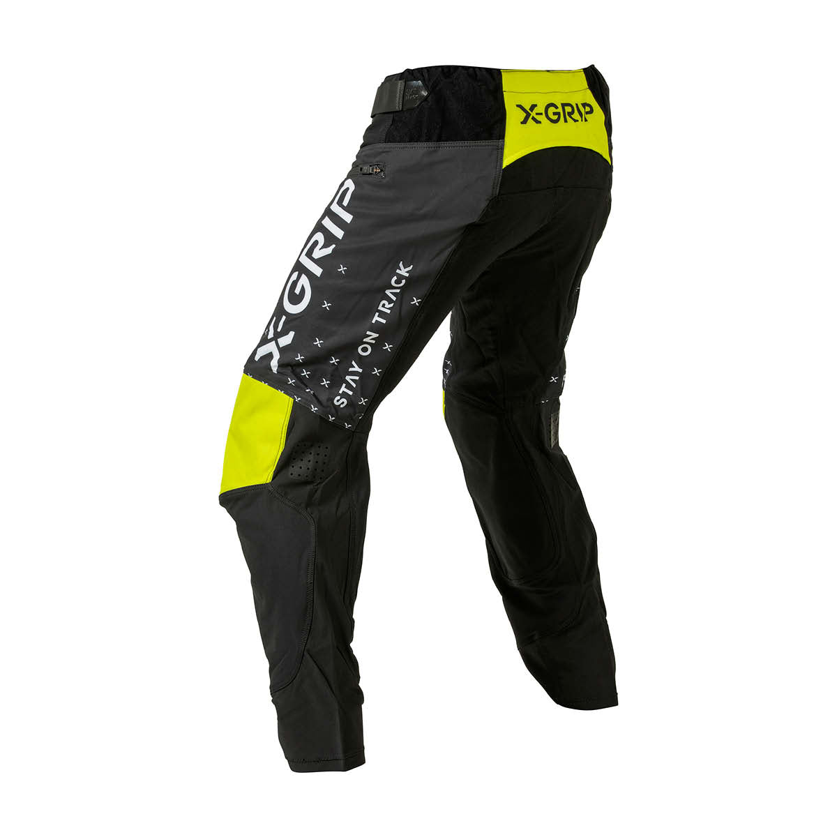 X-GRIP Motocross Hose Tungsten mit Taschen Schwarz/Acid-Gelb