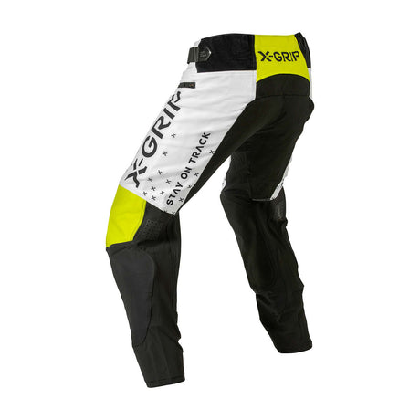 X-GRIP Motocross Hose Tungsten mit Taschen Weiß/Acid-Gelb