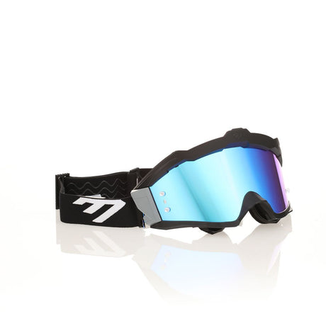 6D Max Brille R MX-Brille mit schwarzen, grauen und blauen Gläsern, sportliches Design, für maximalen Schutz.