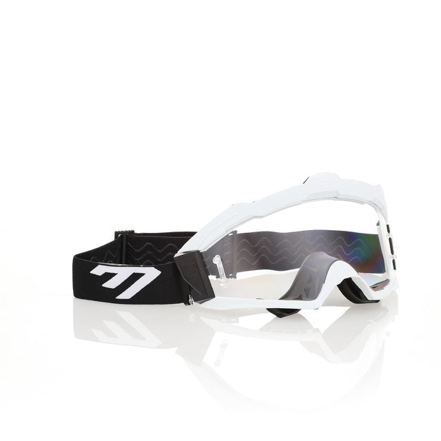 6D Max MX-Brille R in Weiß/Schwarz mit klarem Glas, hochwertiger Schutzbrille für Sport oder Freizeit, sichtbares Design in der Abbildung
