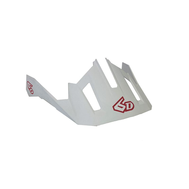 Rotes und weißes 6D ATB-2T Visier als Ersatz für MTB-Helm, sichtbare Details und Befestigungspunkte.
