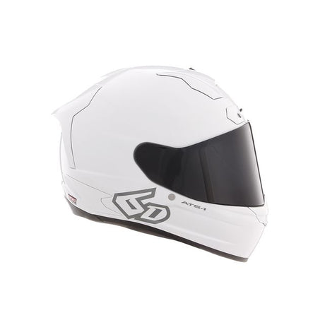 Weiße 6D ATS-1R Integralhelm mit glänzendem Finish, sicher und aerodynamisch, ideal für Motorradfahrer