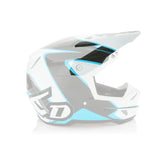 6D ATR-3 Wave Visier in Cyan und Weiß, Ersatzvisier für Motocross- und Offroad-Helme, mit Wellenmuster.