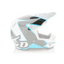 6D ATR-3 Wave Visier in Cyan und Weiß, Ersatzvisier für Motocross- und Offroad-Helme, mit Wellenmuster.