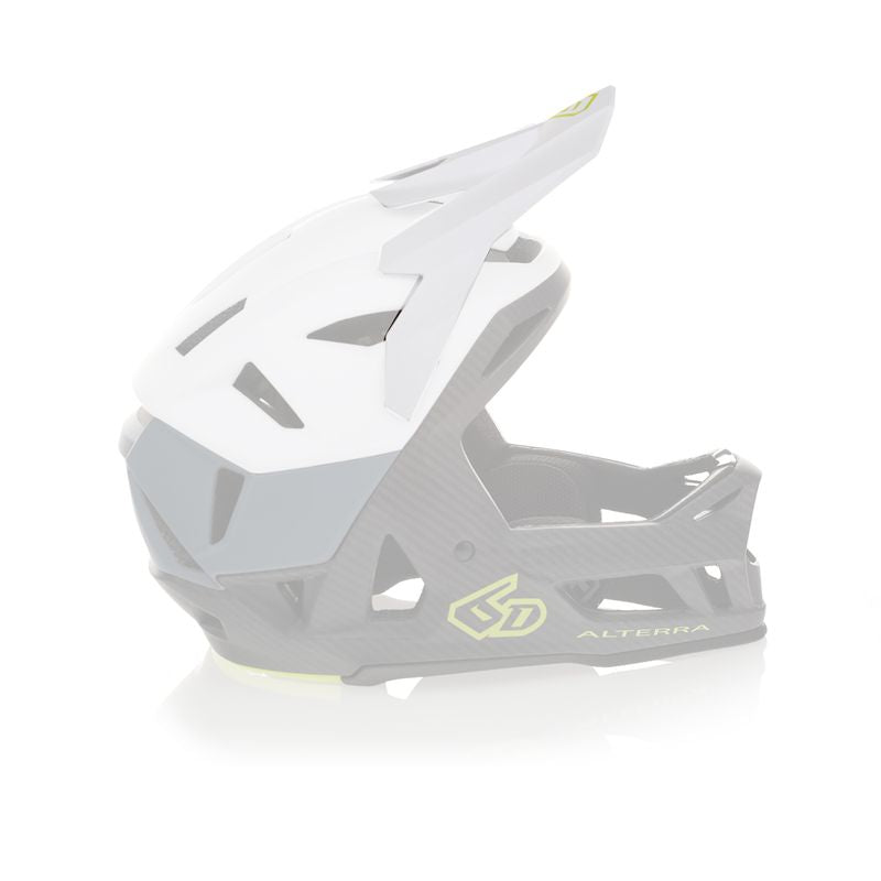 Weiß-graues 6D Alterra Visier als Ersatzvisier für MTB Fahrradhelm, schützt beim Radfahren vor Sonne und Wind.